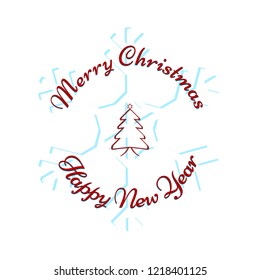 Merry Christmas and Happy New Year - wishes on a snowflake background