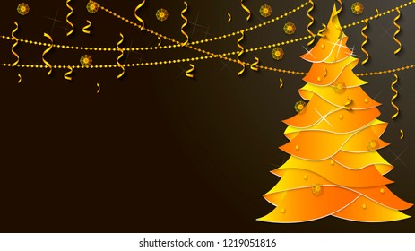Merry Christmas and Happy New Year. Element design of banner, website, billboard, poster, invitation. 3d vector illustration. 16:9 aspect ratio.