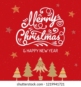 Merry Christmas, happy new year, calligraphy, sign & symbol, vector illustration.