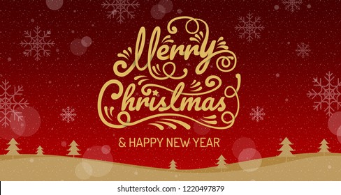 Merry Christmas, happy new year, calligraphy, sign & symbol, vector illustration.