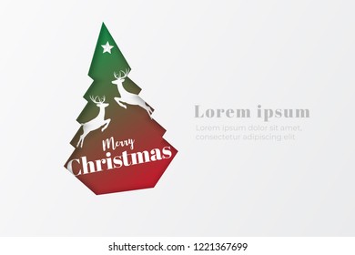 Merry Christmas and Happy New Year greeting card typography flyer template with lettering. Bright fall leaves. Poster, card, label, banner design set. Vector illustration