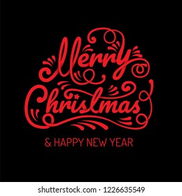 Merry Christmas, happy new year, calligraphy, sign & symbol, vector illustration.
