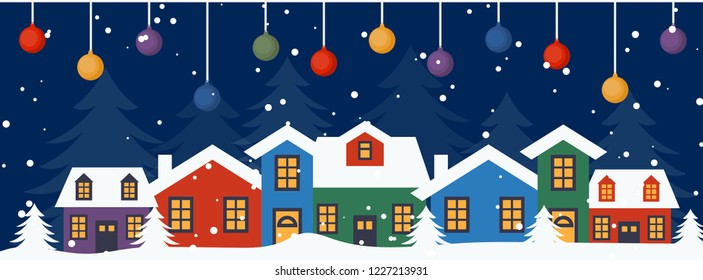 Merry Christmas and Happy New Year winter holidays banner with holidays objects. Vector illustration