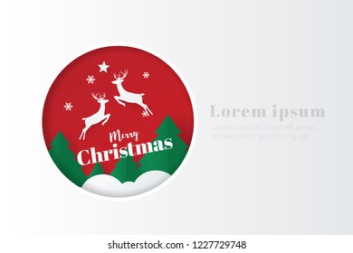 Merry Christmas and Happy New Year greeting card typography flyer template with lettering. Bright fall leaves. Poster, card, label, banner design set. Vector illustration