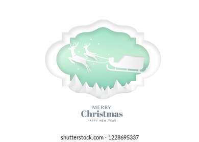 Merry Christmas and Happy New Year greeting card typography flyer template with lettering. Bright fall leaves. Poster, card, label, banner design set. Vector illustration
