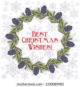 Merry Christmas and Happy New Year greeting card, banner, vector illustration