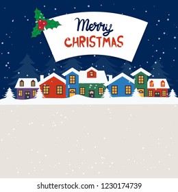 Merry Christmas and Happy New Year winter holidays greeting card with holidays objects. Vector illustration