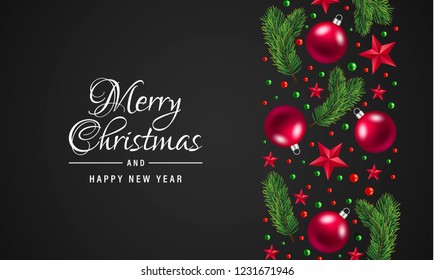 Merry Christmas and Happy New Year concept background. Realistic illustration of Merry Christmas and Happy New Year vector concept background for web design