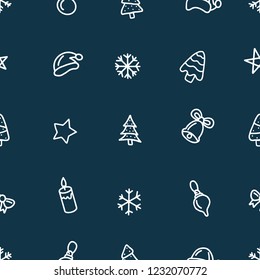 Merry Christmas and Happy New Year seamless pattern. Season greetings typography with hand drawn design elements for wrapping paper prints decoration needs. Vector vintage illustration.