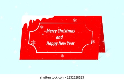 Merry Christmas and Happy New Year paper card folded