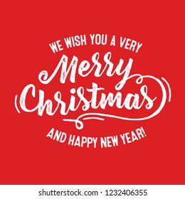 Merry Christmas and Happy New Year Vector Lettering Design with Snowflakes and Christmas Decorative Elements