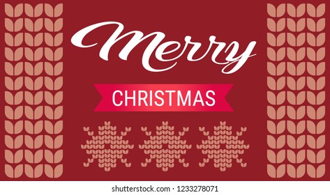 merry christmas happy new year concept seamless knitted pattern ornament decoration red background greeting card vector illustration