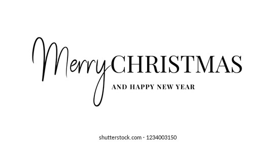 Merry Christmas and happy New Year typography text. Greeting card Merry Christmas with calligraphy, lettering. Creative script type xmas. Calligraphy creative font style banner. Merry Christm