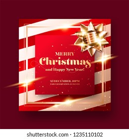 Merry Christmas and Happy New Year 2019 Greeting Card Background. Minimalist Xmas Poster Design. Graphic Template for Social Media. Christmas Party Invitation. Strict, Luxury, Elegant, Modern Style.