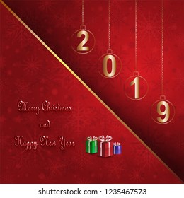 Merry Christmas and Happy New Year Greeting Card.  vector illustration