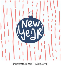 Merry Christmas and Happy New Year 2019 design for gift cards, covers, invitations, posters, banners, flyers, placards.  Vector illustration.