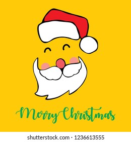 Merry christmas and happy new year 2019, Cute face santa claus, Greeting card on pink background