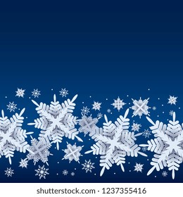 merry Christmas and happy new year 3D snowflakes on blue background vector