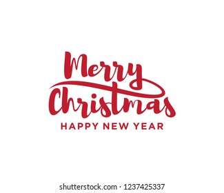 Merry Christmas Happy New Year Lettering Stock Vector (Royalty Free ...