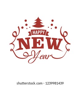 Merry Christmas. Happy New Year, 2019. Typography set. Vector logo, emblems, text design. Usable for banners, greeting cards, gifts etc.