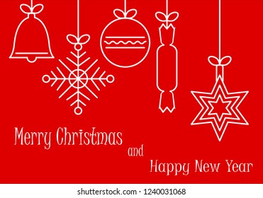 Merry Christmas and Happy New Year. Vector Illustration.