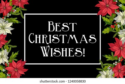 Merry Christmas and Happy New Year greeting card, vector illustration