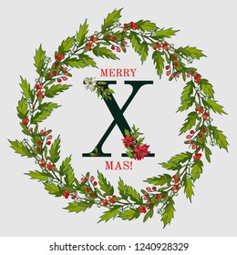 Merry Christmas and Happy New Year greeting card, vector illustration