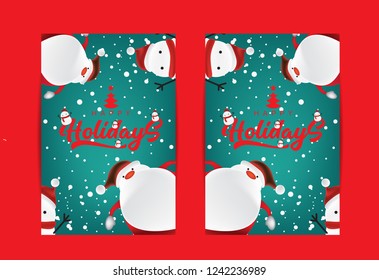 Merry Christmas and Happy New Year  Greeting Card, Poster or Gift Tag Label Design, Set of 2, Vector EPS 10.