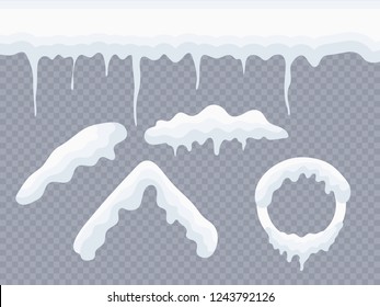 Merry Christmas and Happy New Year concept snow set collection winter decoration element elements on winter background. Cartoon template vector Illustration.