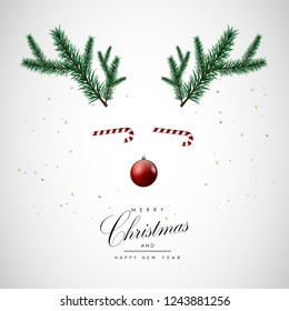 Merry Christmas and happy new year elements reindeer background template vector design