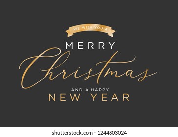 Merry Christmas and Happy New Year Background, Merry Christmas Greeting Card, New Year Background,  Holiday Greeting Card Vector Text Illustration Background