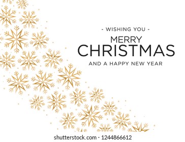 Merry Christmas and Happy New Year Holiday Greeting Card Vector Text Snowflake Illustration Background