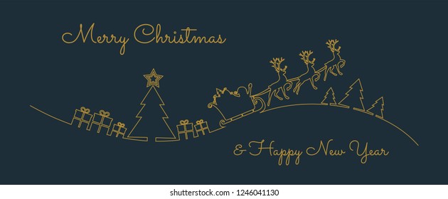 Merry Christmas and Happy New Year - wishes with hand drawn decorations. Vector.