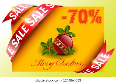 Merry Christmas and Happy New Year Greeting Card Background. Vector Design of winter vacation sale banner.