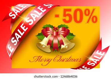 Merry Christmas and Happy New Year Greeting Card Background. Vector Design of winter vacation sale banner.