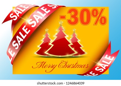 Merry Christmas and Happy New Year Greeting Card Background. Vector Design of winter vacation sale banner.