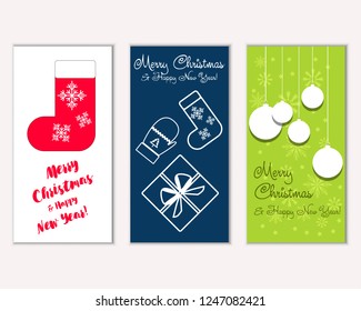 Merry Christmas and Happy New Year greeting cards