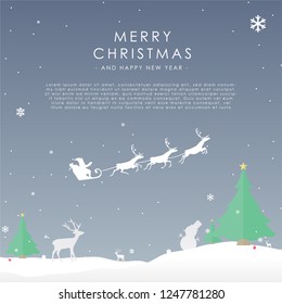 Merry Christmas and Happy New Year paper cut with Santa Claus. Vector illustration EPS10.