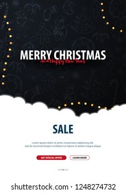 Merry Christmas and Happy New Year. Background with hand-draw christmas doodle elements. Vector illustration