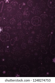 Merry Christmas and Happy New Year. Background with hand-draw christmas doodle elements. Vector illustration