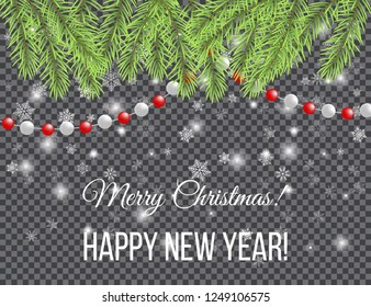 Merry Christmas and Happy New Year greeting card, vector illustration