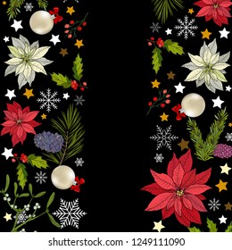 Merry Christmas and Happy New Year greeting card, vector illustration
