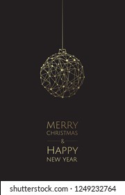 Merry Christmas and Happy New Year. Vector modern template card. Abstract geometric christmas balls.