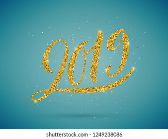 Merry christmas and happy new year 2019 card, vector illustration