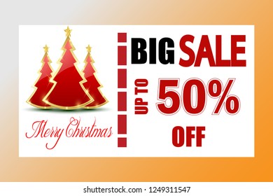 Merry Christmas and Happy New Year Greeting Card Background. Vector Design of winter vacation sale banner.