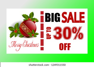 Merry Christmas and Happy New Year Greeting Card Background. Vector Design of winter vacation sale banner.