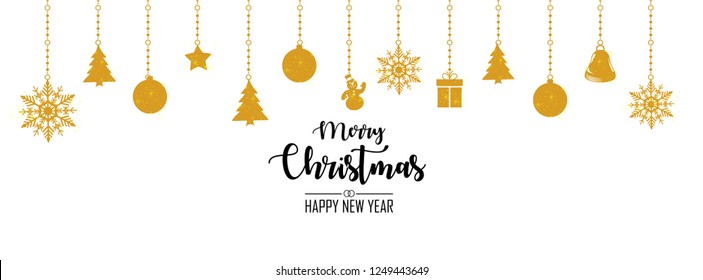 Merry Christmas and Happy New Year in text graphics illustrated