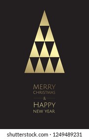 Merry Christmas and Happy New Year. Vector modern template card. Abstract geometric christmas tree.