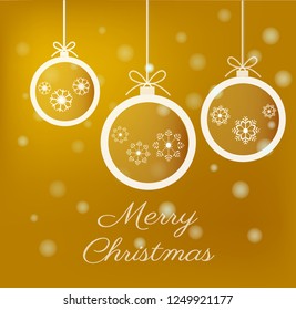 merry Christmas and Happy New Year celebration with Merry Christmas message in Golden Background, Vector Illustration.