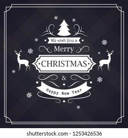 Merry Christmas and Happy New Year lettering card template